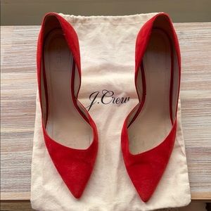 Jcrew red suede pumps